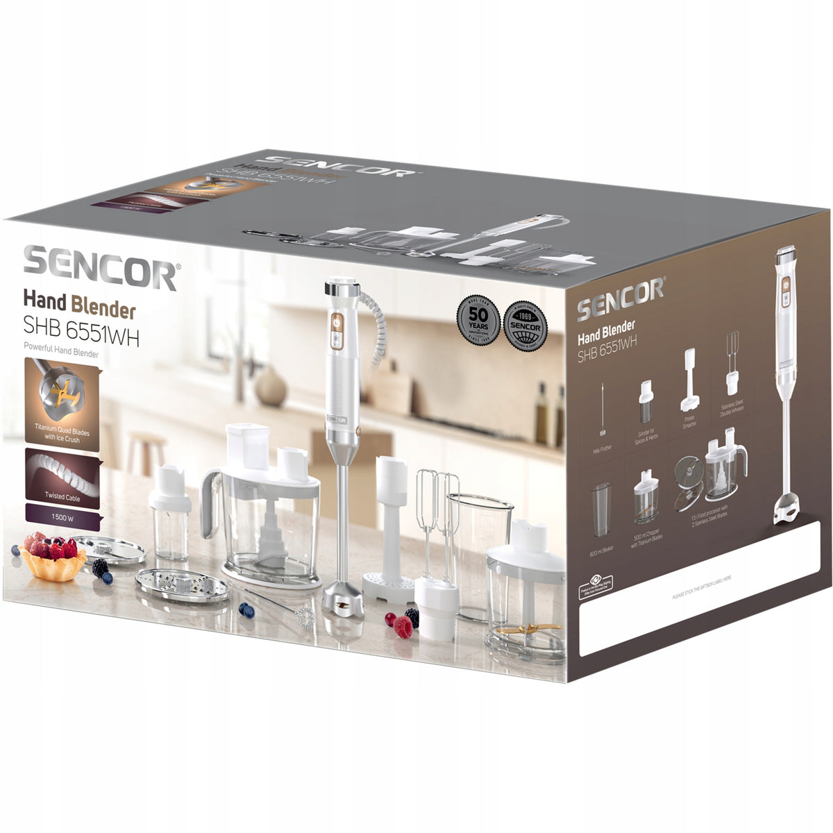 Hand Blender Vertical Sencor SHB 6551WH 10w1 1500W POWERFUL DURABLE MOTOR Packaging status original