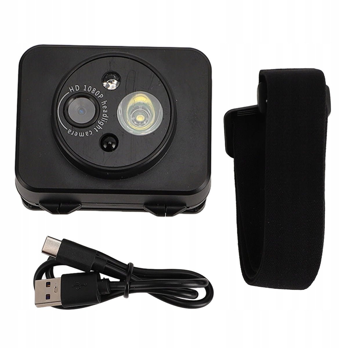 Headlight Video Camera, 1080P LED Headlamp with Flashlight for Driving on