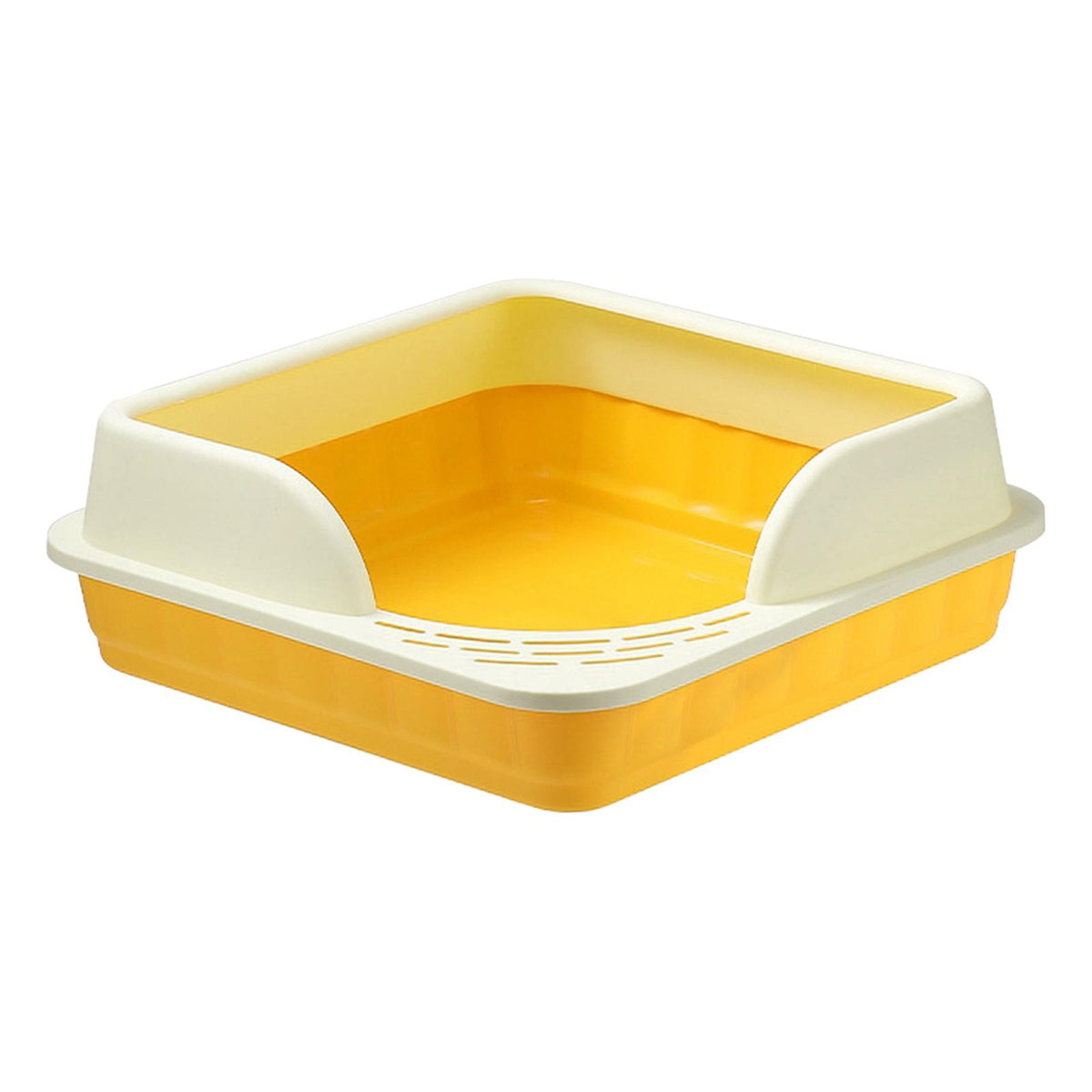 Heightening Semi Closed Cat Litter Box Yellow