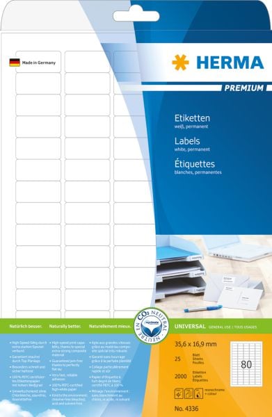 Herma Premium Labels A4, white, matte paper, 2000 pcs, rounded