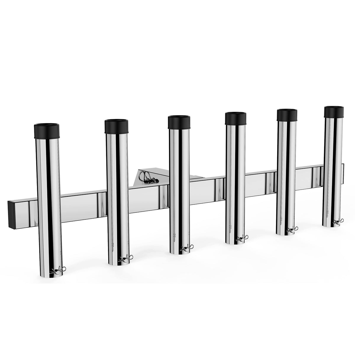 Hitch Mount Fishing Rod Holder for 5cm Receiver, 6 Rods, Silver