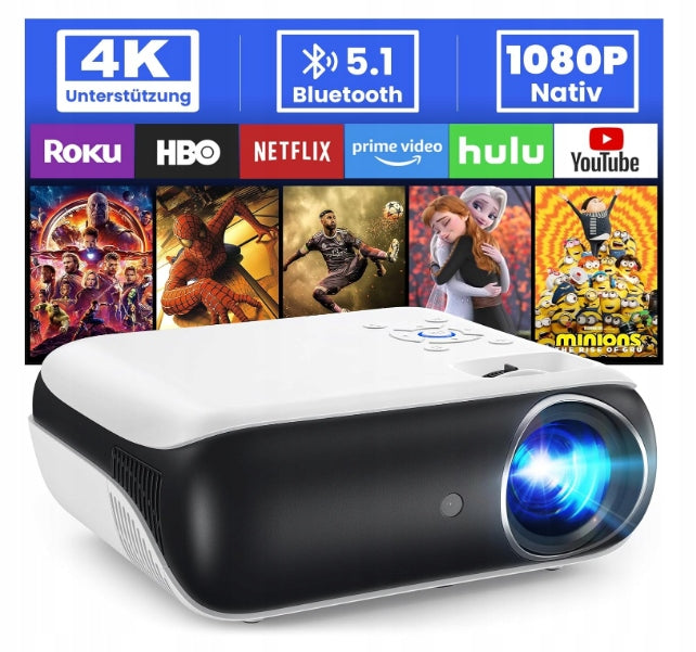 Hopvision H1 4K FHD 9500LM LED Bluetooth Home Theater Projector HDMI Remote Control