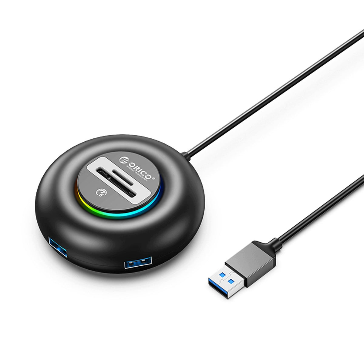 Hub adapter 4-port USB-A - USB-A SD microSD RGB 0.3 m - black