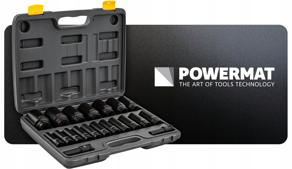 IMPACT SOCKET SET FOR KEYS 10-38MM HEX 20PCS 1/2" 78MM CRV CASE Manufacturer code PM1382