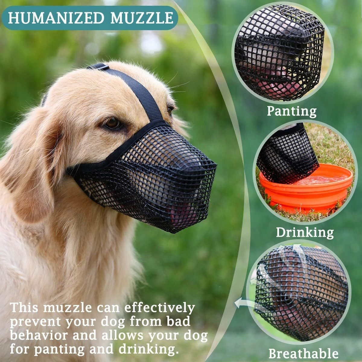 INF Adjustable Nylon Dog muzzle: prevents biting, licking and from Manufacturer code 402584