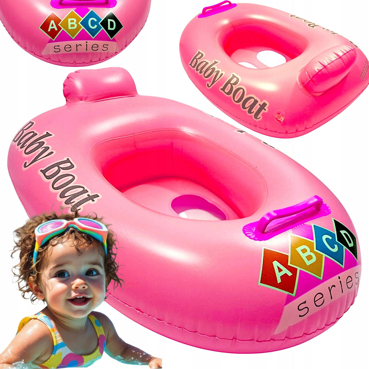 INFLATABLE PONTOON FOR CHILDREN TO SWIM NEAR SEAT SAFE HANDLE