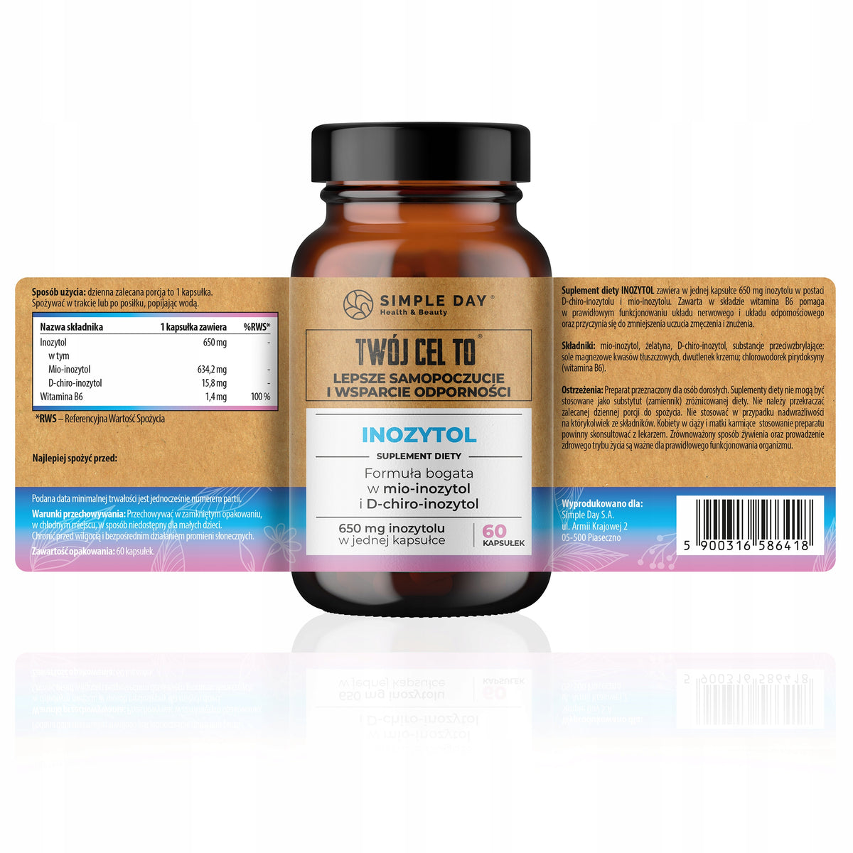 INOSITOL 650mg MIO D-Chiro - PCOS NERVOUS SYSTEM, CONCENTRATION, HORMONES + B6 Medical device no