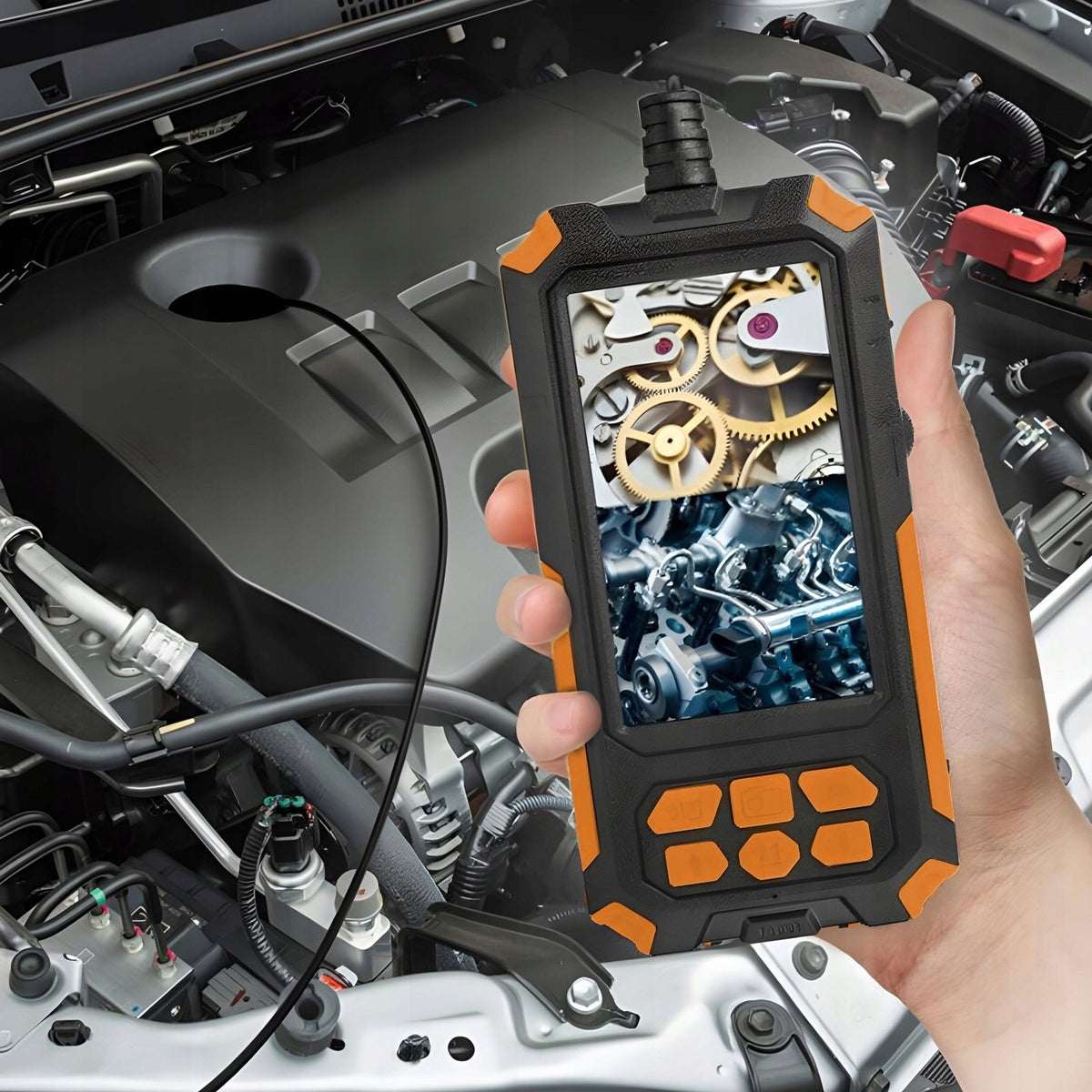 INSPECTION CAMERA DUO FLEXIBLE ENDOSCOPE 5M 9LED 2x FULL HD DISPLAY Manufacturer code Endoskop 5 metrów LED P50