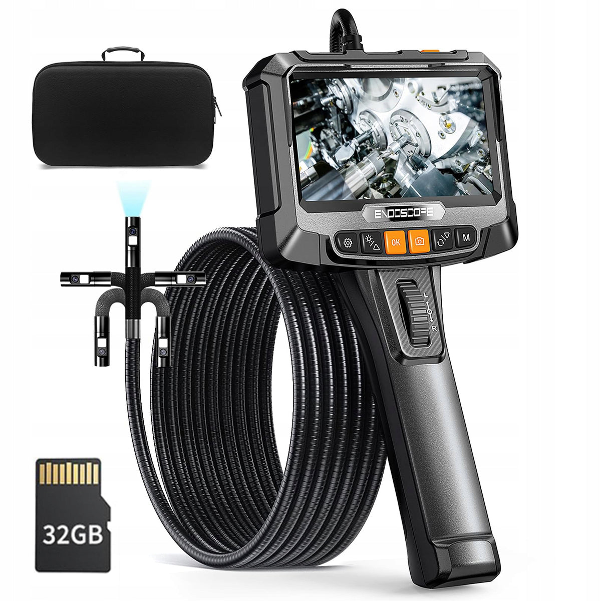 INSPECTION CAMERA WITH MOVABLE ROTARY HEAD ENDOSCOPE 2x CAMERAS 1,5M 360°