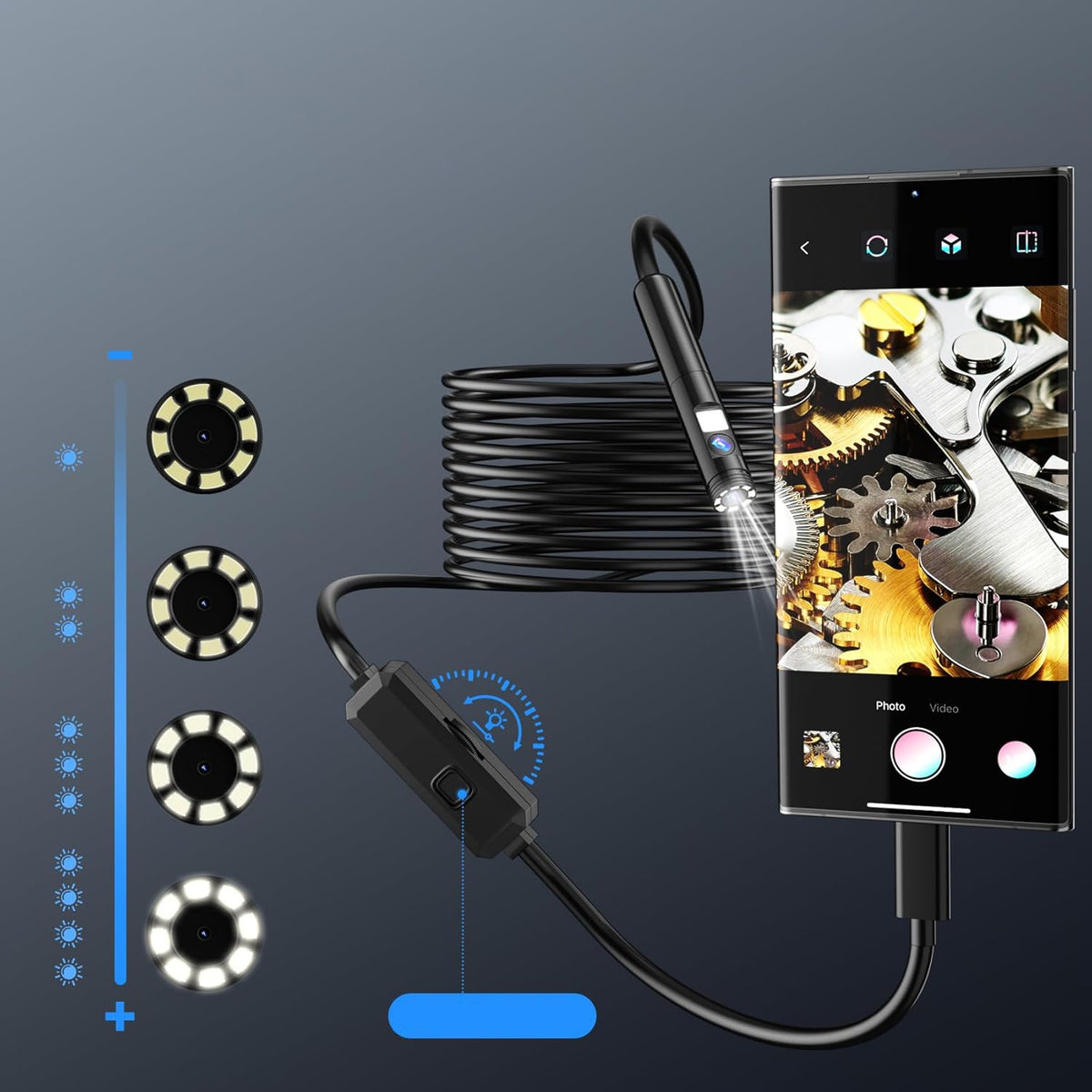 INSPECTION CAMERA for IPHONE ANDROID 3in1 ENDOSCOPIC 3M Manufacturer code hom-endoskopy