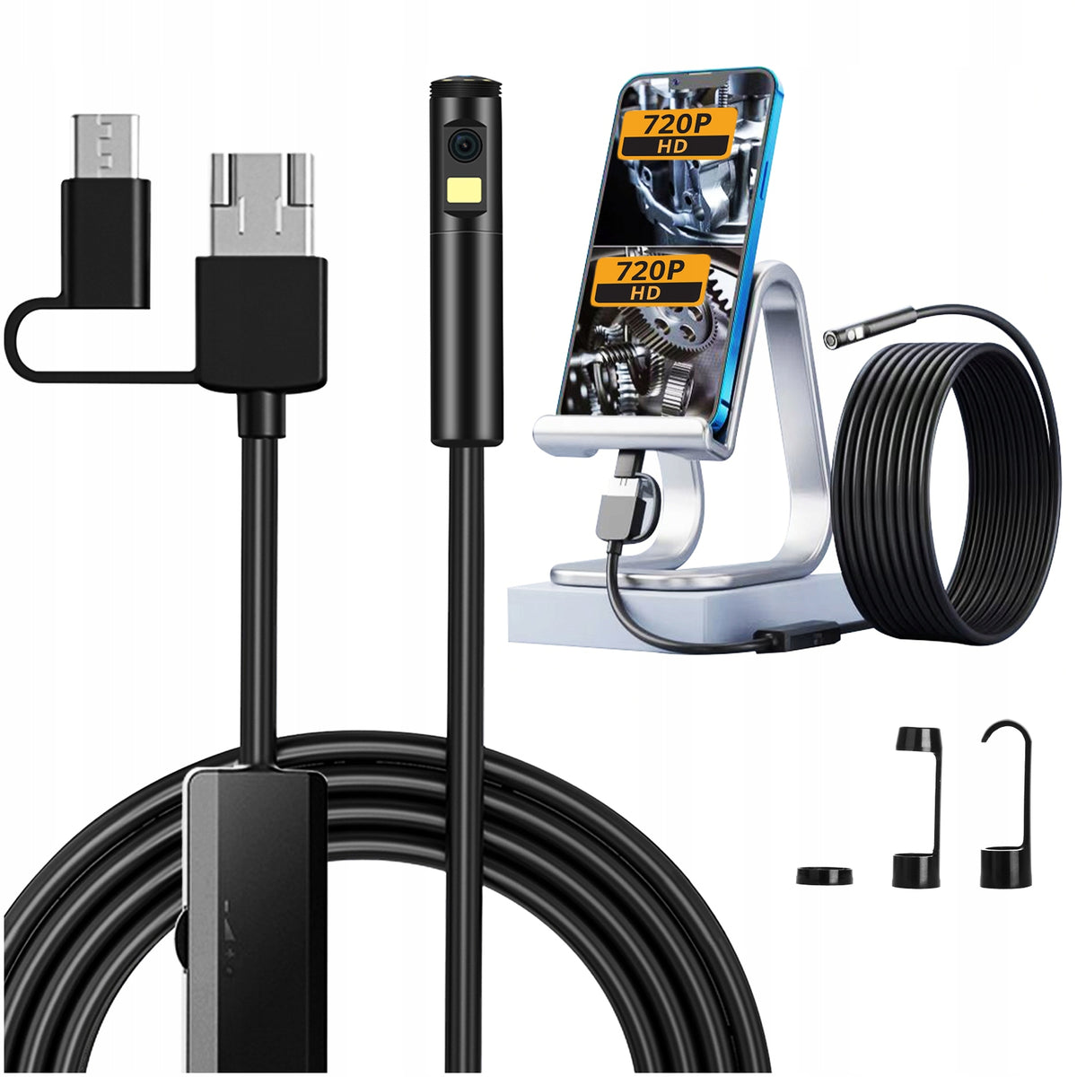 INSPECTION Camera DUO ENDOSCOPE 5M 9LED 2x HD