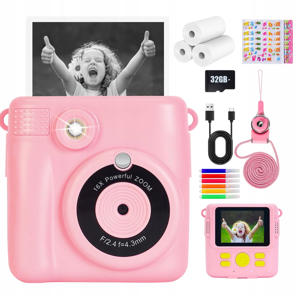 INSTANT THERMAL PRINTER FOR CHILDREN +3x ROLLS