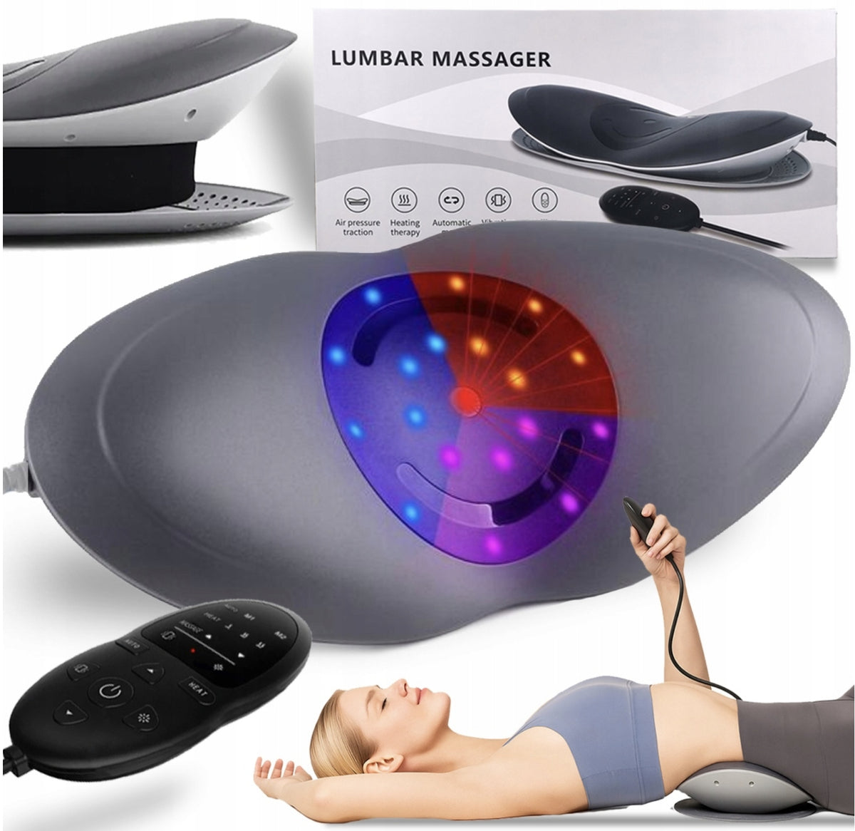 INTELLIGENT LUMBAGO SPINE MASSAGER SCIATICA HEATING VIBRATION Packaging status original