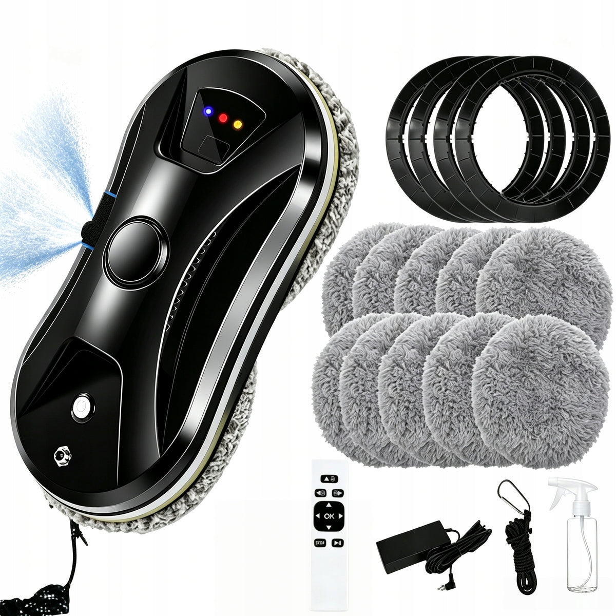 INTELLIGENT ROBOT WINDOW CLEANER MIRROR HEIGHT CLEANING+10 MOP