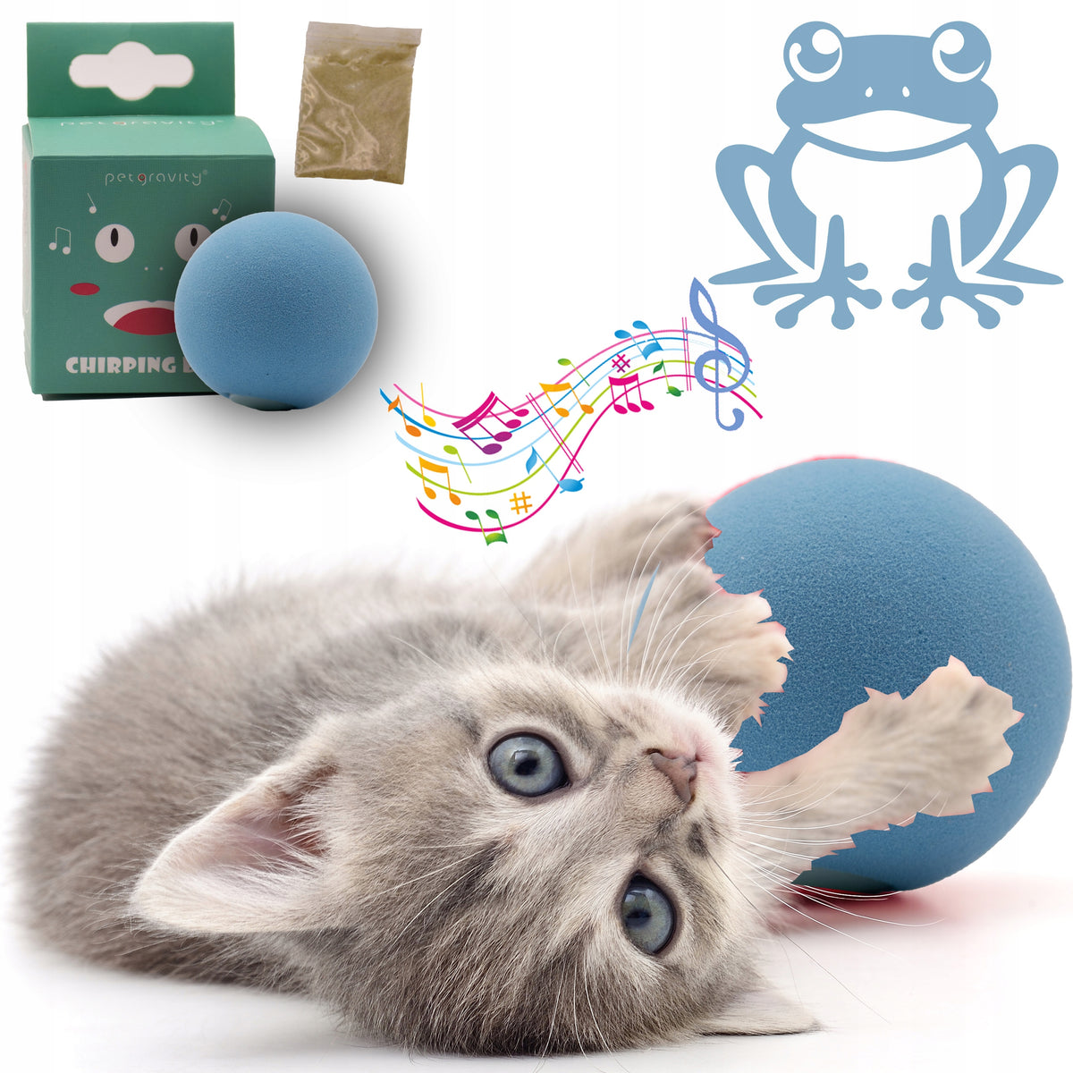 INTERACTIVE CAT BALL BLUE SOUND SOUNDS TOY BLUE 45