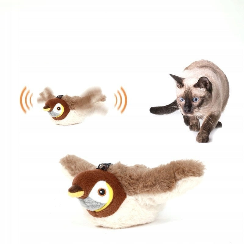 INTERACTIVE CAT TOY PLUSH BIRD MOVING BIRD SPARROW Manufacturer code U027