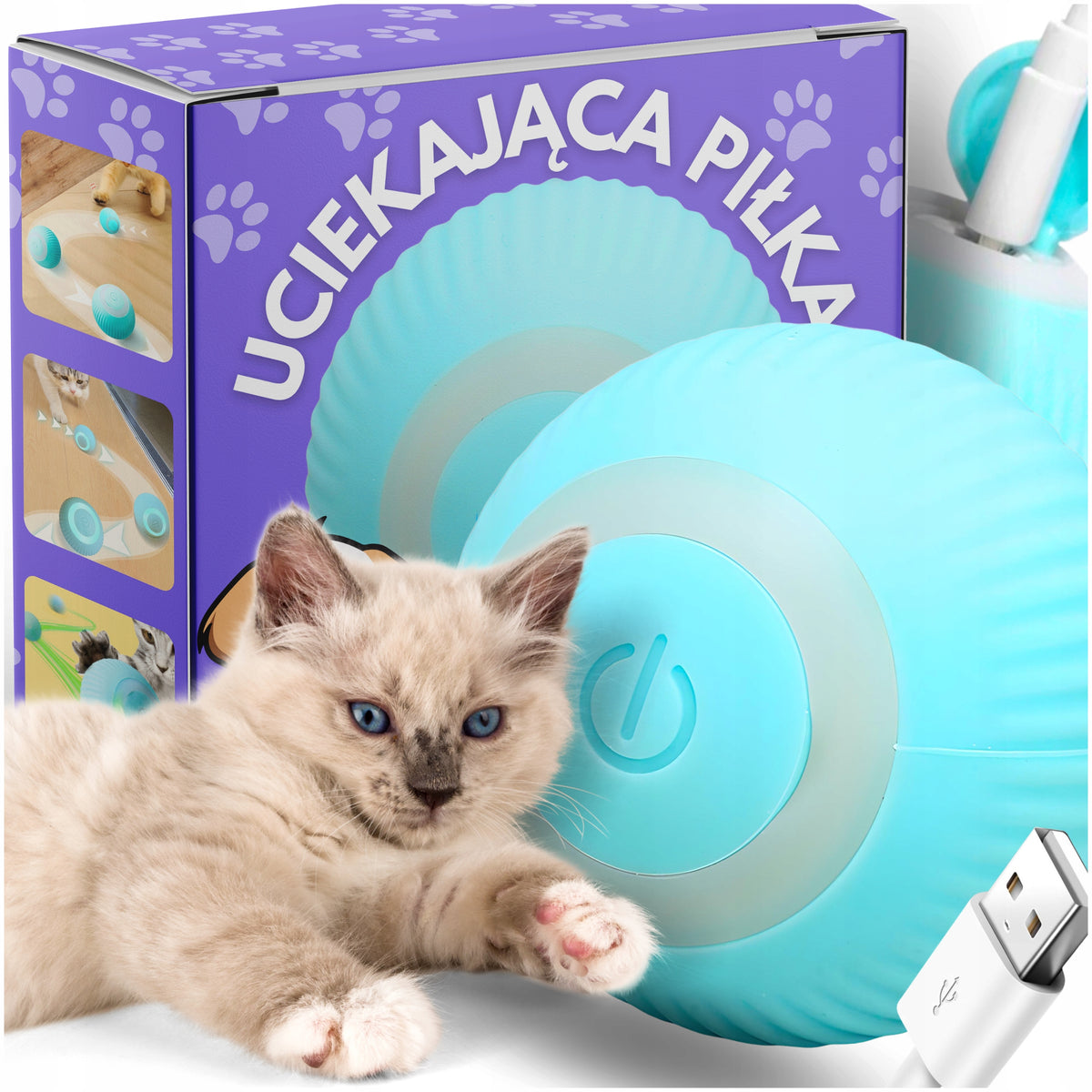INTERACTIVE ESCAPING CAT BALL LED VIBRATION ELECTRIC TOY