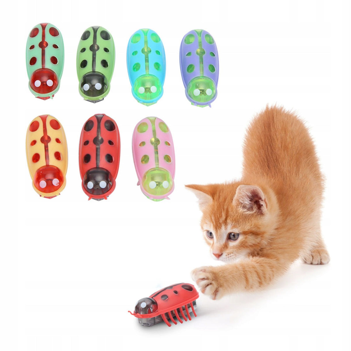 INTERACTIVE LADYBUG SHAPE DOG CAT TOY INDEPENDENT PLAY
