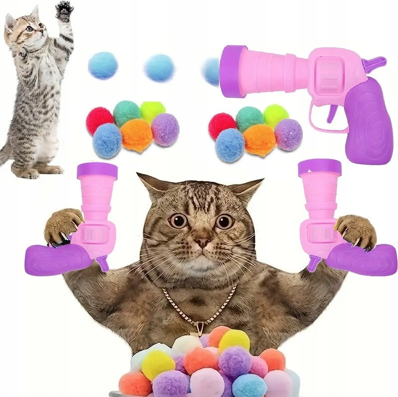 INTERACTIVE TOY FOR CAT GUN + LAUNCHER BALLS