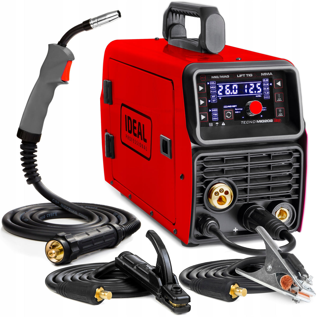 INVERTER WELDING MACHINE IDEAL TECNO MIG 202 LED MMA TIG FLUX ALU IGBT SYNERGY Brand IDEAL