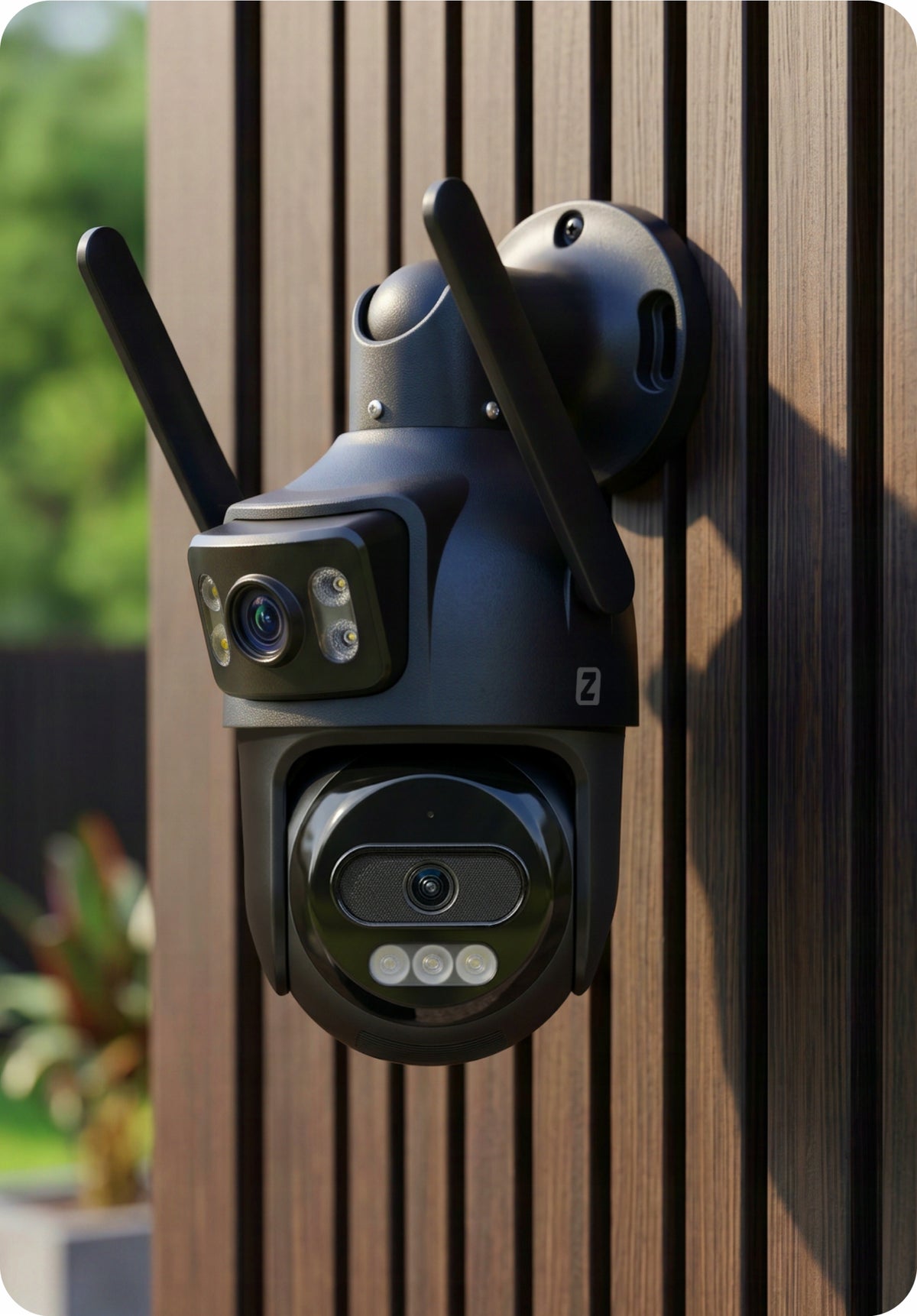 IP WIFI DUAL LENS 4MP + 4MP DUAL BLACK ROTATING OUTDOOR CAMERA Packaging status original