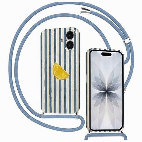 IPHONE 17 CASE WITH LANYARD STRAPS LEMON FOR GIRL GIFT silicone