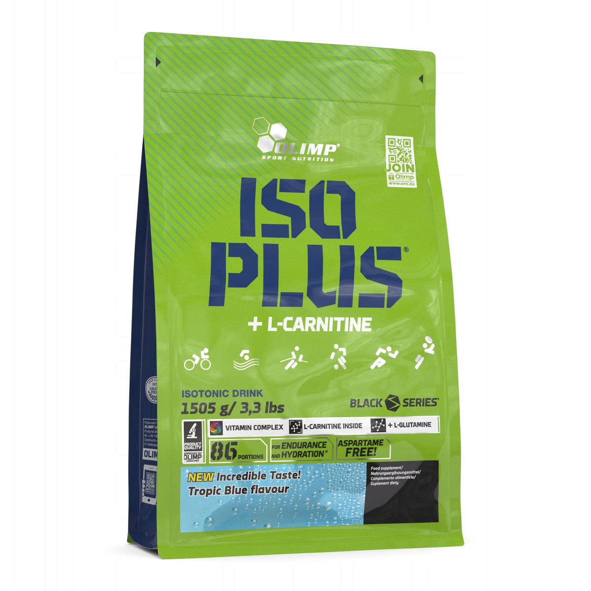 ISOTONIC POWDER OLIMP ISO PLUS SPORT EXERCISE TROPICAL FRUIT 1505G Packaging status original