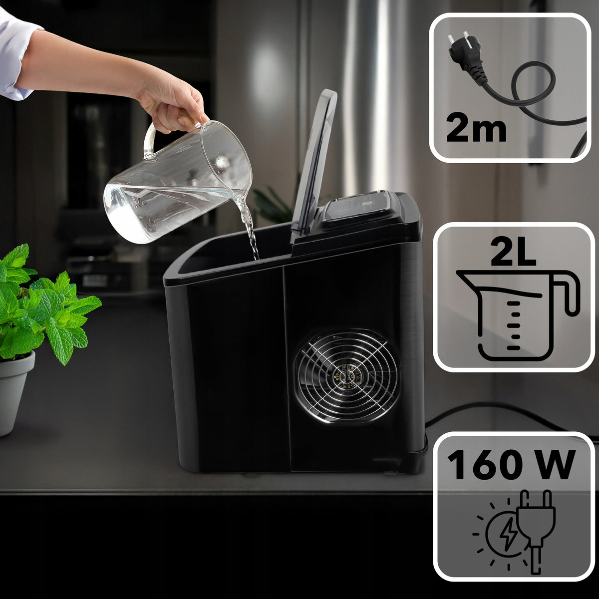 Ice Maker EBERG Homemade Cube Machine 12kg 160W Express Ice Packaging status original