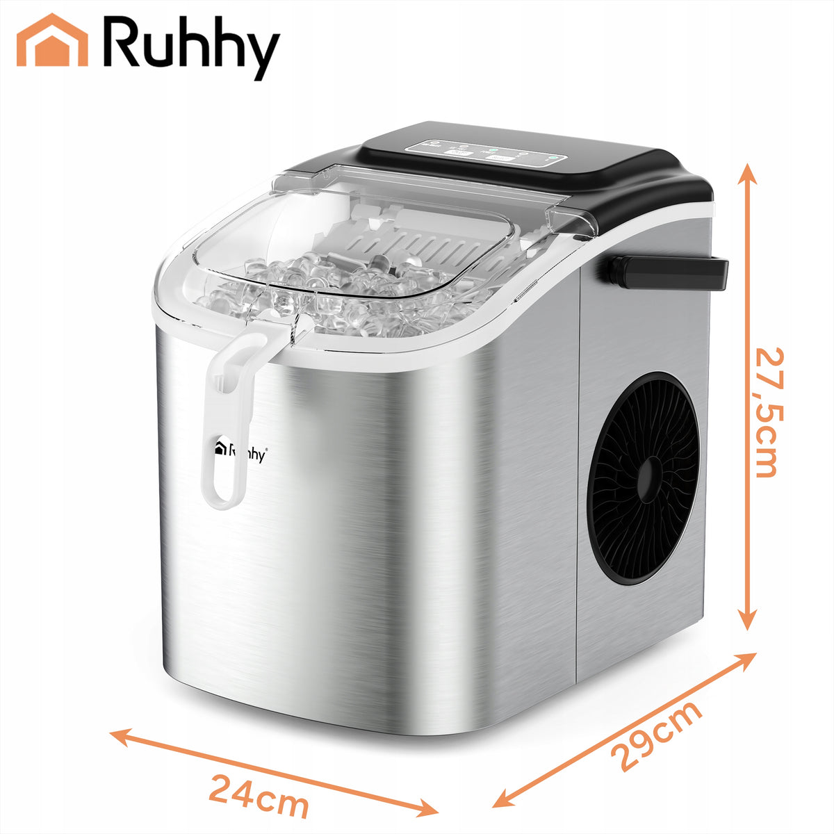 Ice maker 1,2l silver + Ruhhy spatula Manufacturer code Kostkarka do lodu 1,2l srebrna +łopatka Ruhhy