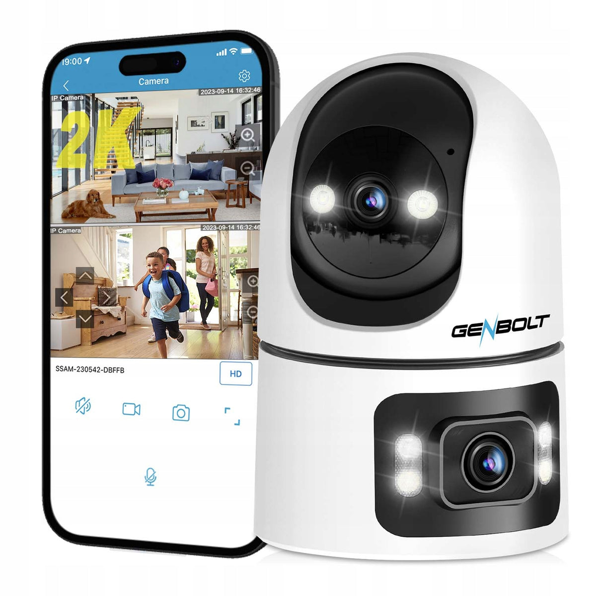 Indoor Camera IP WiFi Dual Lens rotating Humanoid Detection Alarm 4X Zoom