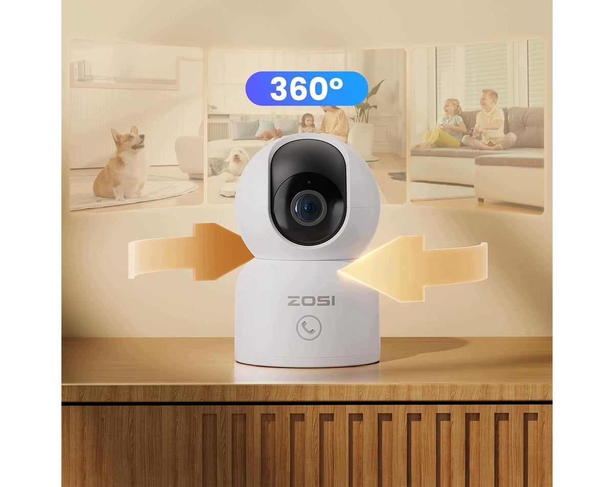 Indoor surveillance camera 2K WiFi dualband rotating 360 person detection Packaging status original