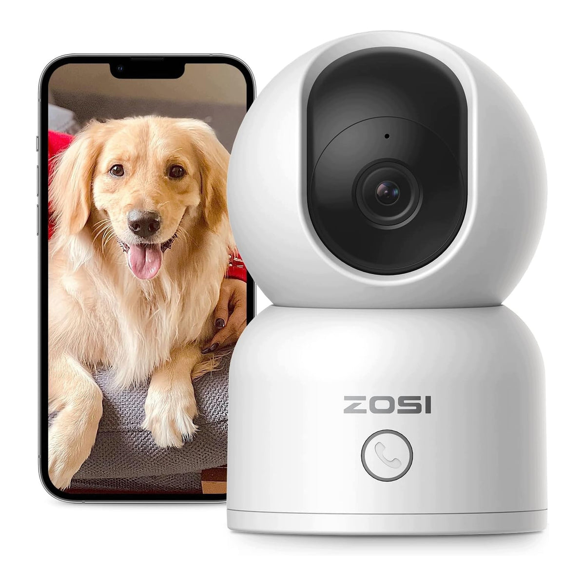 Indoor surveillance camera 2K WiFi dualband rotating 360 person detection