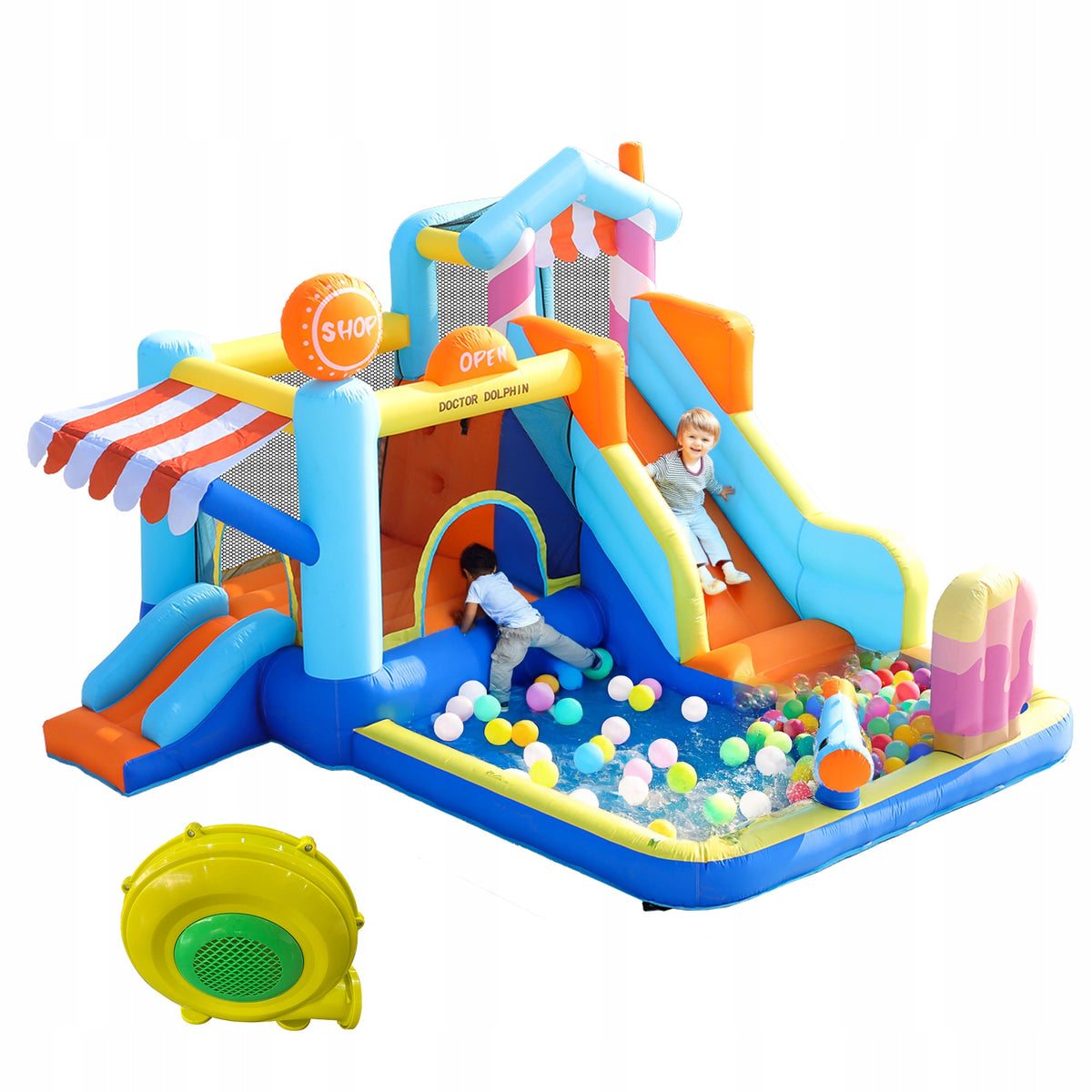 Inflatable Castle For Kids Water Park + Trampoline Slides+450w Blower