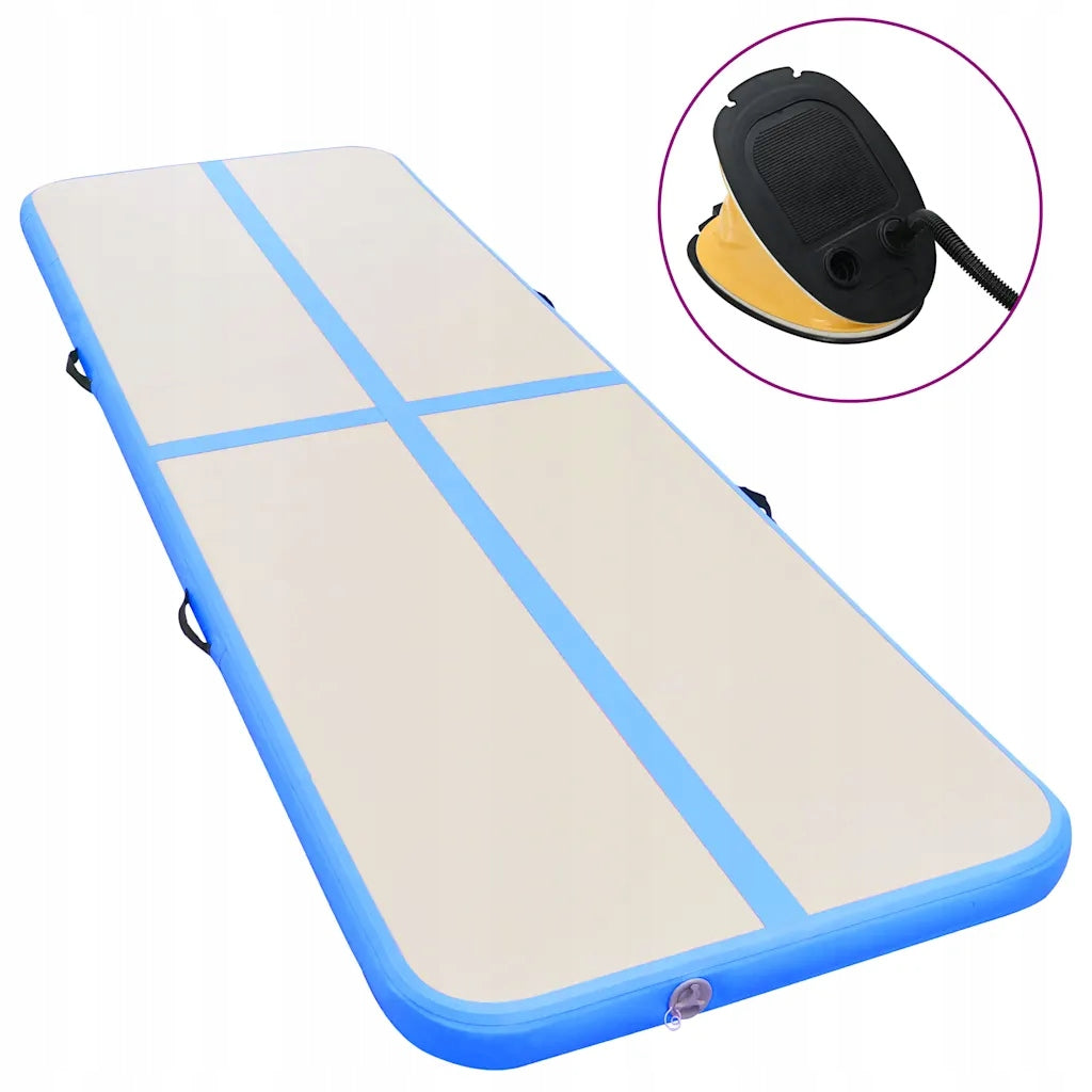Inflatable Gymnastic Mat PVC 600x100x10cm Grey-Blue + Pump