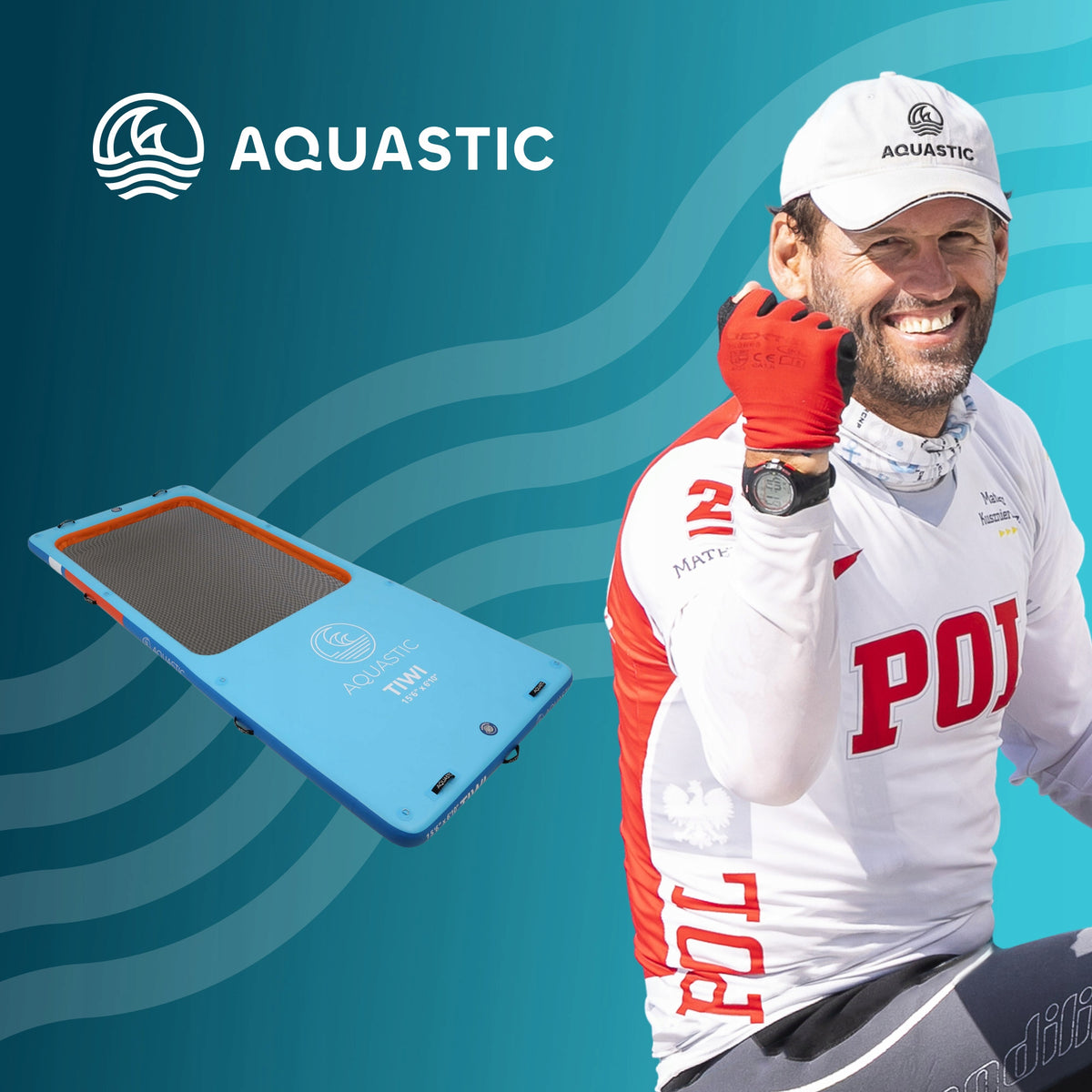 Inflatable platform with pool AQUASTIC TIWI 15'6" DROP STITCH MSL Brand Aquastic