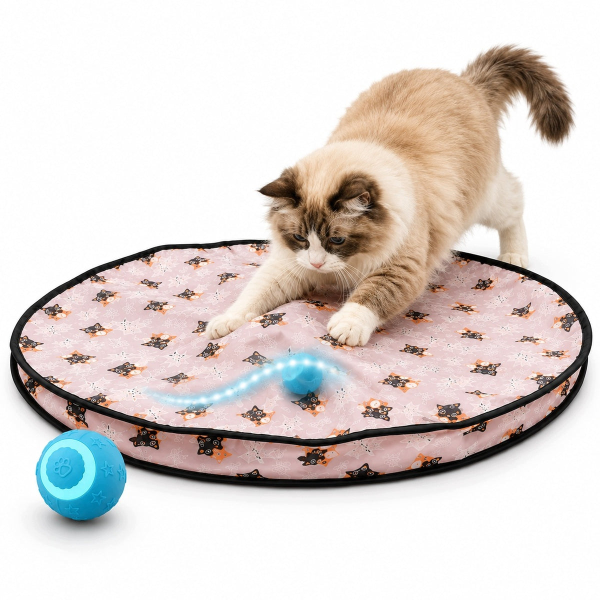 Interactive Cat Toy Moving Ball Tunnel Mat Self-Propelled Cat Hunter Packaging status original