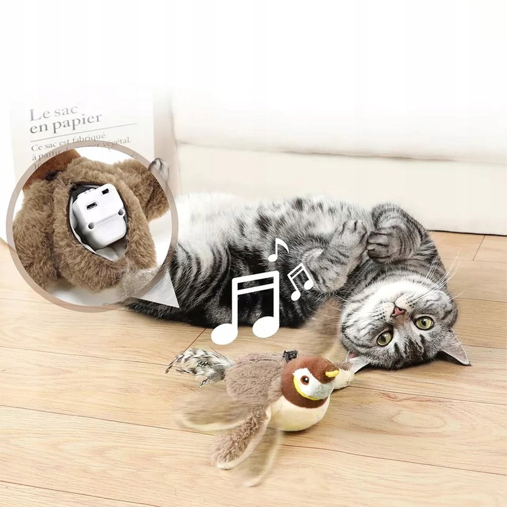 Interactive Simulation Flying Electric Sparrow Shaking Bird Cat Toy Brand no brand