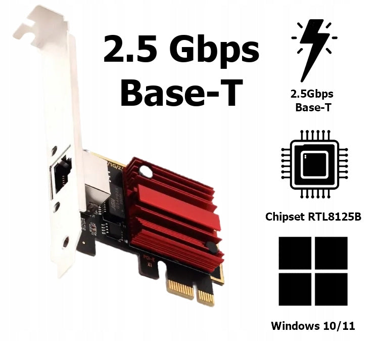 Internal LAN Card Derapid PCIe RTL8125B (2,5Gb/s) RJ45