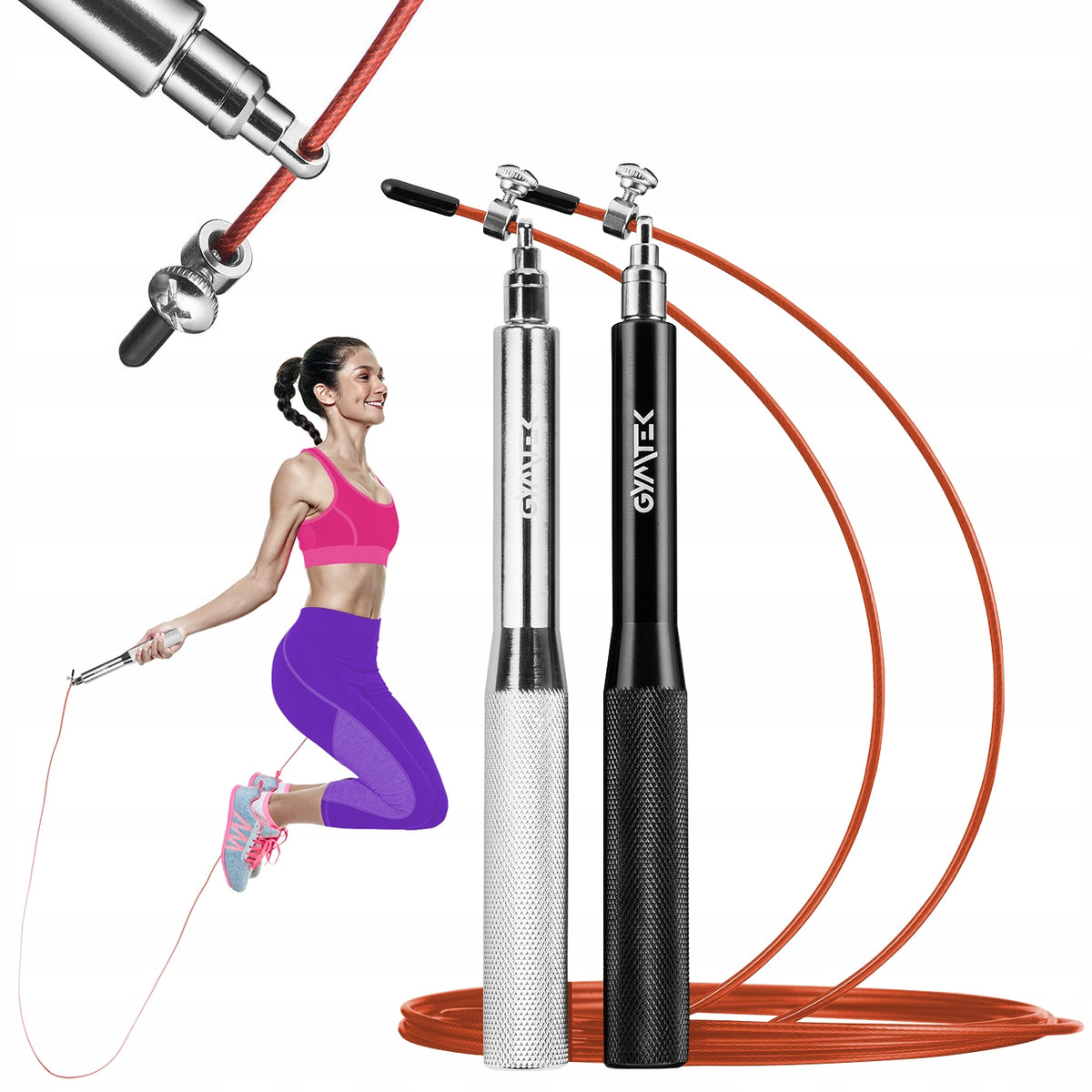 JUMP ROPE ADJUSTABLE STEEL BOXING FITNESS GYMTEK