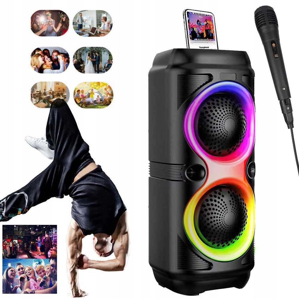 KARAOKE SPEAKER 2 MICROPHONES USB MINI BLUETOOTH PORTABLE WIRELESS Packaging status original