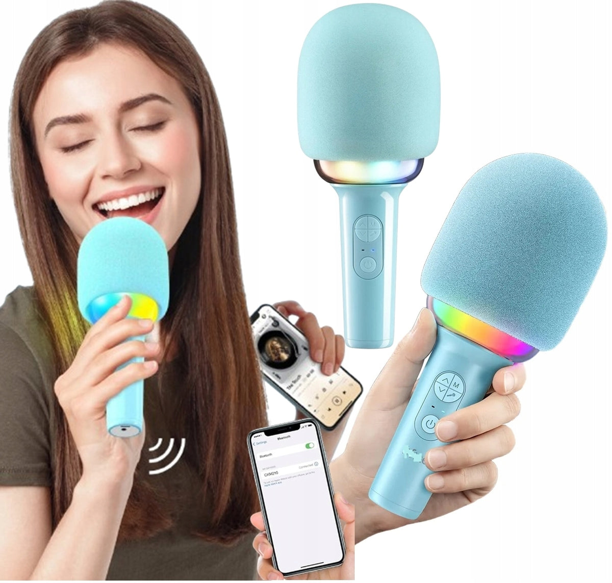 KARAOKE WIRELESS MICROPHONE FOR LEARNING TO SING RGB BLUETOOTH FOR KIDS