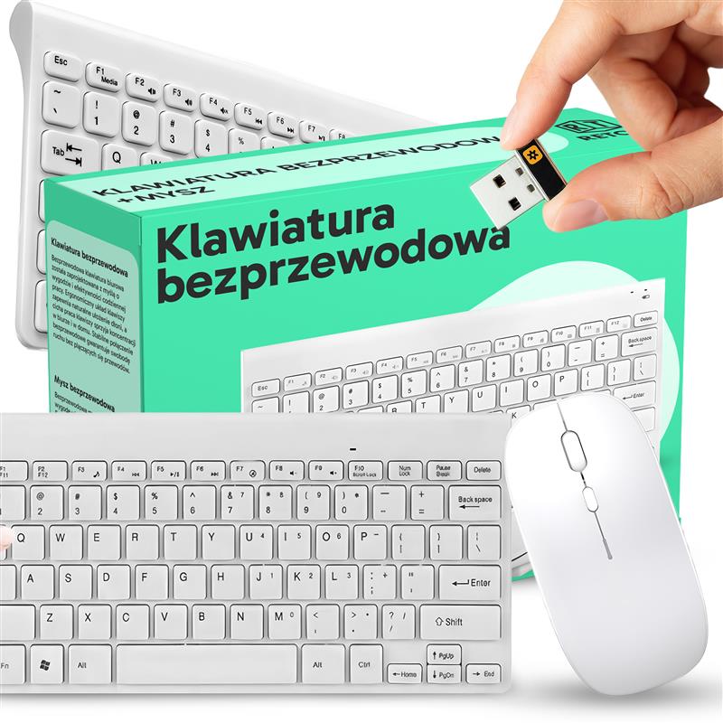 KEYBOARD MOUSE SET WHITE WIRELESS USB MINI SLIM ERGONOMIC QUIET Packaging status original