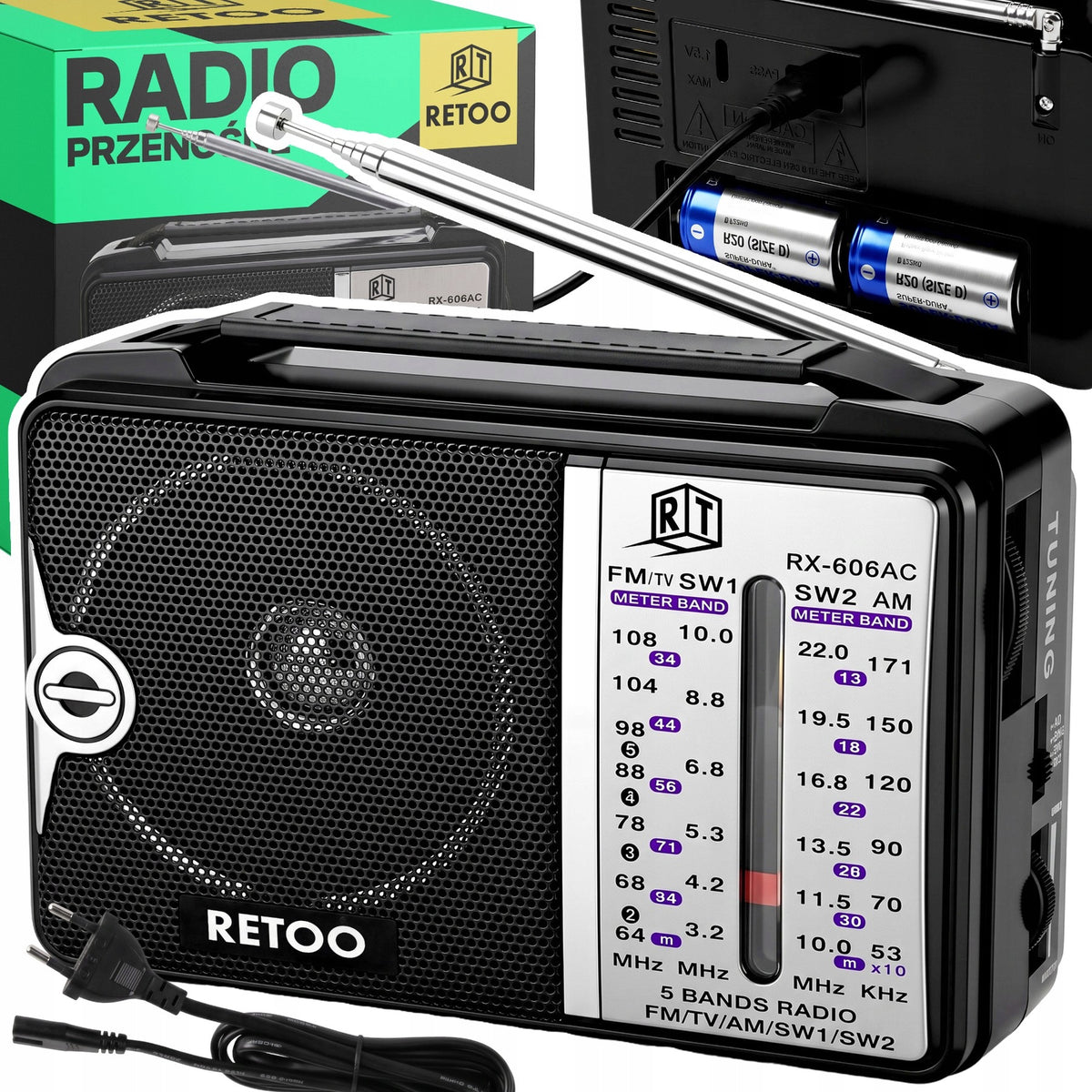 KITCHEN RADIO CONSTRUCTION BATTERY NETWORK FM AM USB PORTABLE ANTENNA 230V