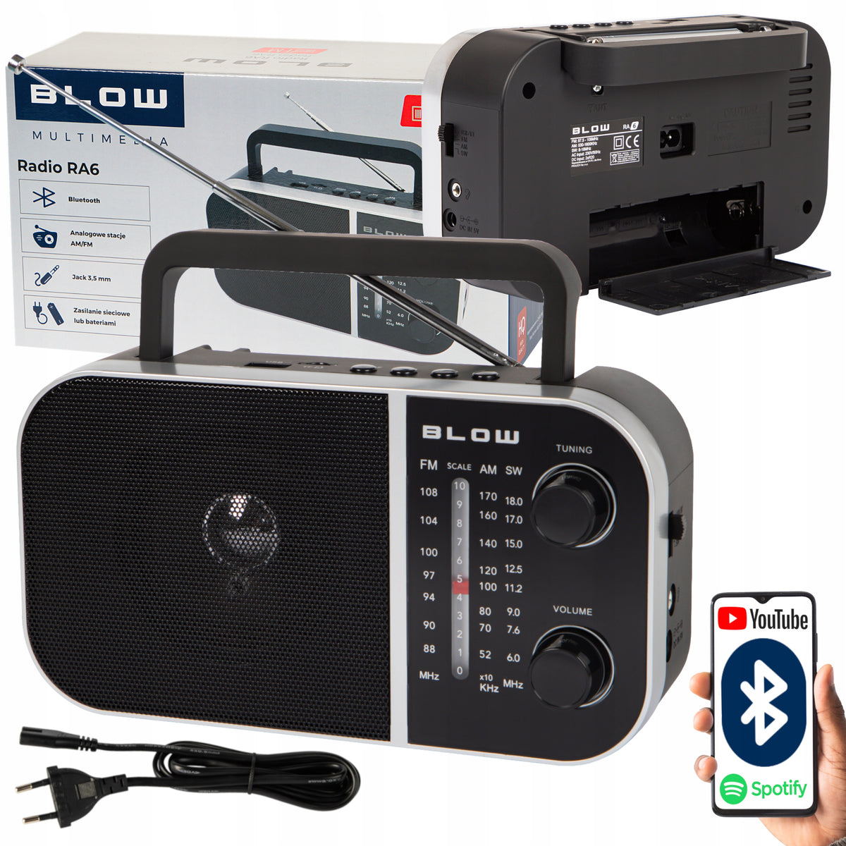 KITCHEN RADIO PORTABLE BLUETOOTH CONSTRUCTION BATTERY OPERATED ANTENNA USB HOLDER