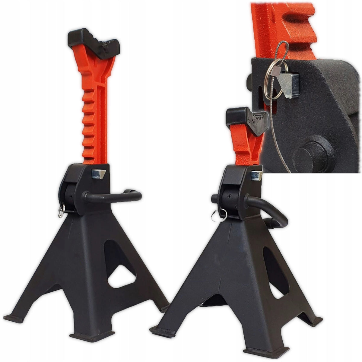 KOBYŁKA SUPPORT STANDS WITH LOCK RUBBER 2x 3 TONS RATCHET MECHANISM