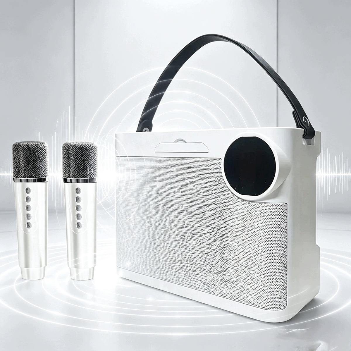 Karaoke With Two Bluetooth Microphones 5 LED Voice Effects For Party Packaging status original