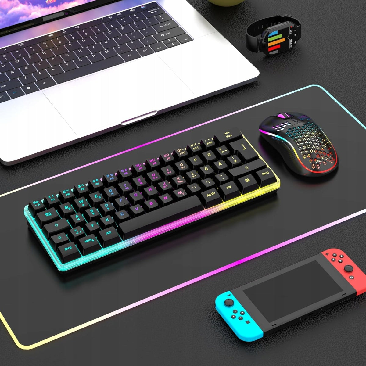 Keyboard GERMAN gaming RedThunder K62 60% wireless + mouse Packaging status original