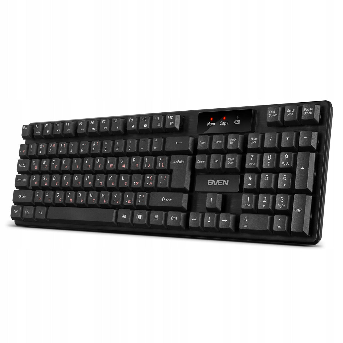 Keyboard SVEN KB-C2300W black US with numeric block + CYRYLIC Packaging status original