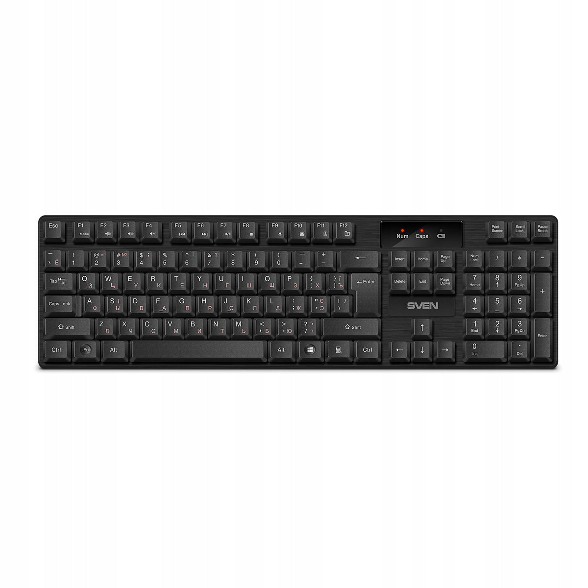 Keyboard SVEN KB-C2300W black US with numeric block + CYRYLIC