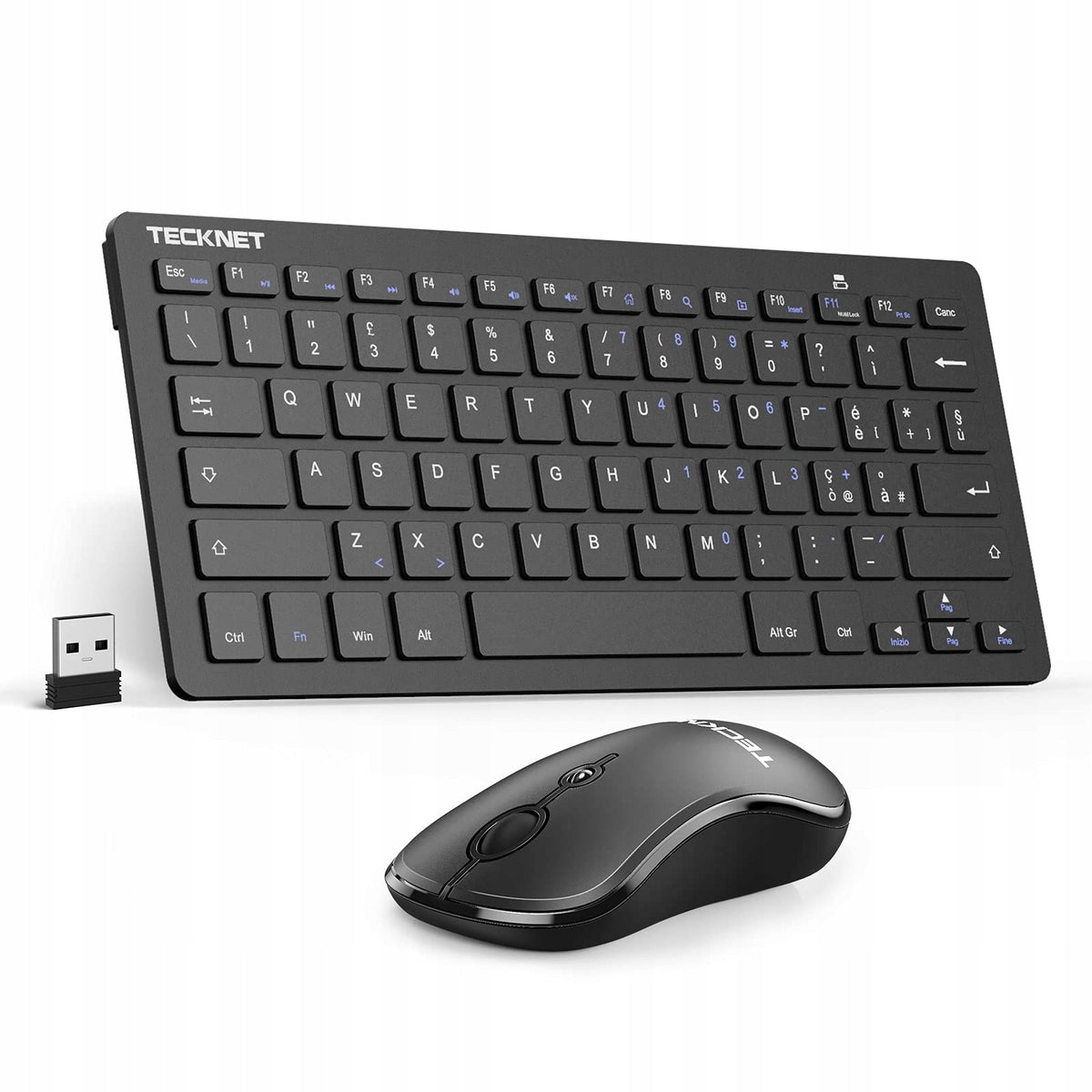 Keyboard and mouse QWERTY TECKNET 2.4G USB wireless for PC laptop TV
